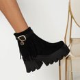 thumbnail image 4 of Bottines à Talons Hauts Épais en Daim à Franges pour Femmes Automne et Hiver, 4 of 8