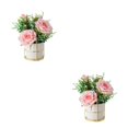 thumbnail image 1 of relayinert Simulation Flower Set Low Maintenance Easy To Clean Fake Peony Silk Hydrangea Flower Silk Artificial Flowers With Vase rose pink 2Set, 1 of 6
