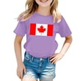 thumbnail image 4 of T-shirt à Manches Courtes pour Filles de la Fête du Canada, Col Rond d'Été, Coupe Décontractée, Chandails de Base, 4 of 4