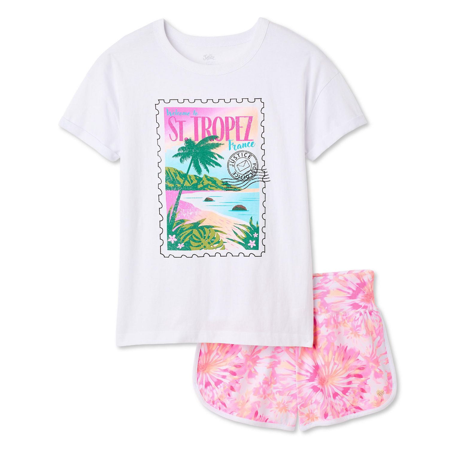 Ensemble 2 pièces avec t-shirt et short Justice pour filles