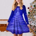 thumbnail image 2 of Splozh Robe Fille Noël Robe de Fille Imprimé de Noël Bal Fête Fête de Noël Robes de Fille Bleu,13-14 Ans, 2 of 5