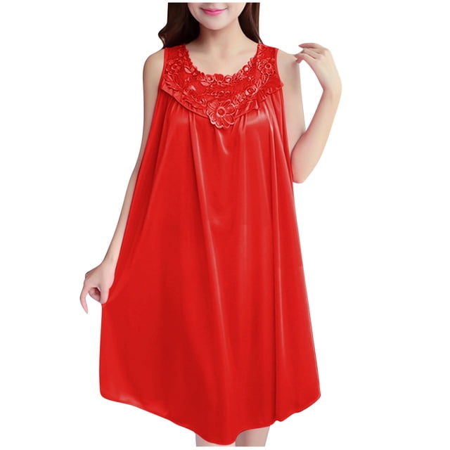 Tqcoqu Women's Round Neck Solid Color Loose And Comfortable Plus Size Home Skirt