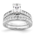 thumbnail image 1 of Bague de Mariage 2 Pcs en Argent Sterling 925 Rhodié avec Zircon Cubique Taille 7, 1 of 2