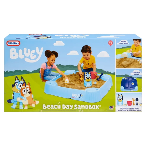 Little Tikes Bluey Beach Day Sandbox with 6 Accessories, Bluey