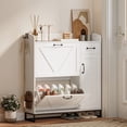 thumbnail image 2 of HOMCOM Armoire à Chaussures, Armoire de Rangement pour Chaussures Style Ferme avec Armoire Latérale Blanc, 2 of 10