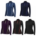 thumbnail image 4 of Women Quarter Zip Pullover Running Shirts Long Sleeve Activewear Tops Tight Workout, 4 of 5