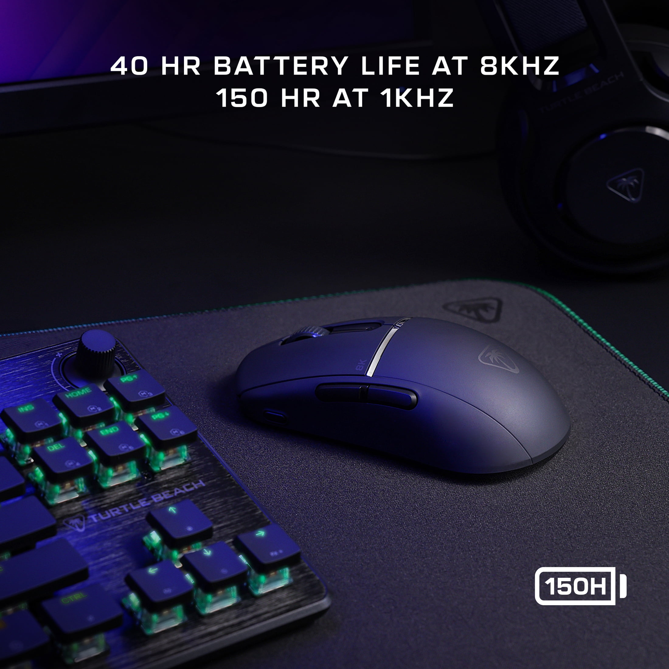 Turtle Beach Burst II Pro 2.4GHz Wireless Esports Gaming Mouse - 8K Polling, 57g Ultra Lightweight, 150-Hour Battery, Optical Switches, Symmetrical, 30K DPI Optical Sensor - Black