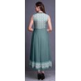 thumbnail image 4 of Bimba Robe Anarkali Géométrique Vert Sarcelle Foncé Col Mandarin Sans Manches Kurtis pour Femmes Imprimé Robe Maxi X-Small, 4 of 6