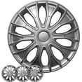 thumbnail image 1 of Wheel Cover Kit, 14 Inch Hubcaps Set of 4 Automotive Hub Caps with Universal Snap-On Retention Rings, 1-Tone ABS Plastic Silver Rim Covers for All Makes, Models (SG-5086-B-14), 1 of 7