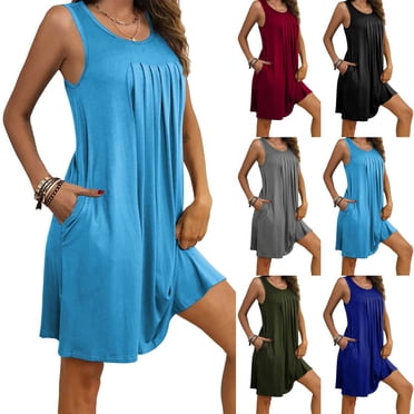 WRKEKC Women's Retro Polka Dot Short Sleeve Dress Round Neck Vintage Inspired Office Dress
