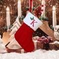 thumbnail image 2 of Christmas Tree Decorative Socks With Embroidered Initial Letters Red Green White Knit Stockings, 2 of 2