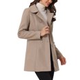 thumbnail image 4 of INSPIRE CHIC Manteau Caban Long d'Hiver à Double Boutonnage pour Femme à Col Peter Pan L Beige Foncé, 4 of 6