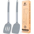 thumbnail image 1 of Bundlepro Pack of 2 Silicone Spatulas Turners, Non Stick Slotted and Solid Kitchen Utensils, 1 of 6