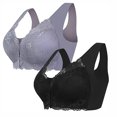thumbnail image 1 of Tumotour 2PC Front Closure Bra for Women No Underwire Comfort Lace Wide Shoulder Strap Bra Full Coverage Seamless Soft Convenient Front Button Bras for Senior Everyday Life Sleep Walking Work, 1 of 4