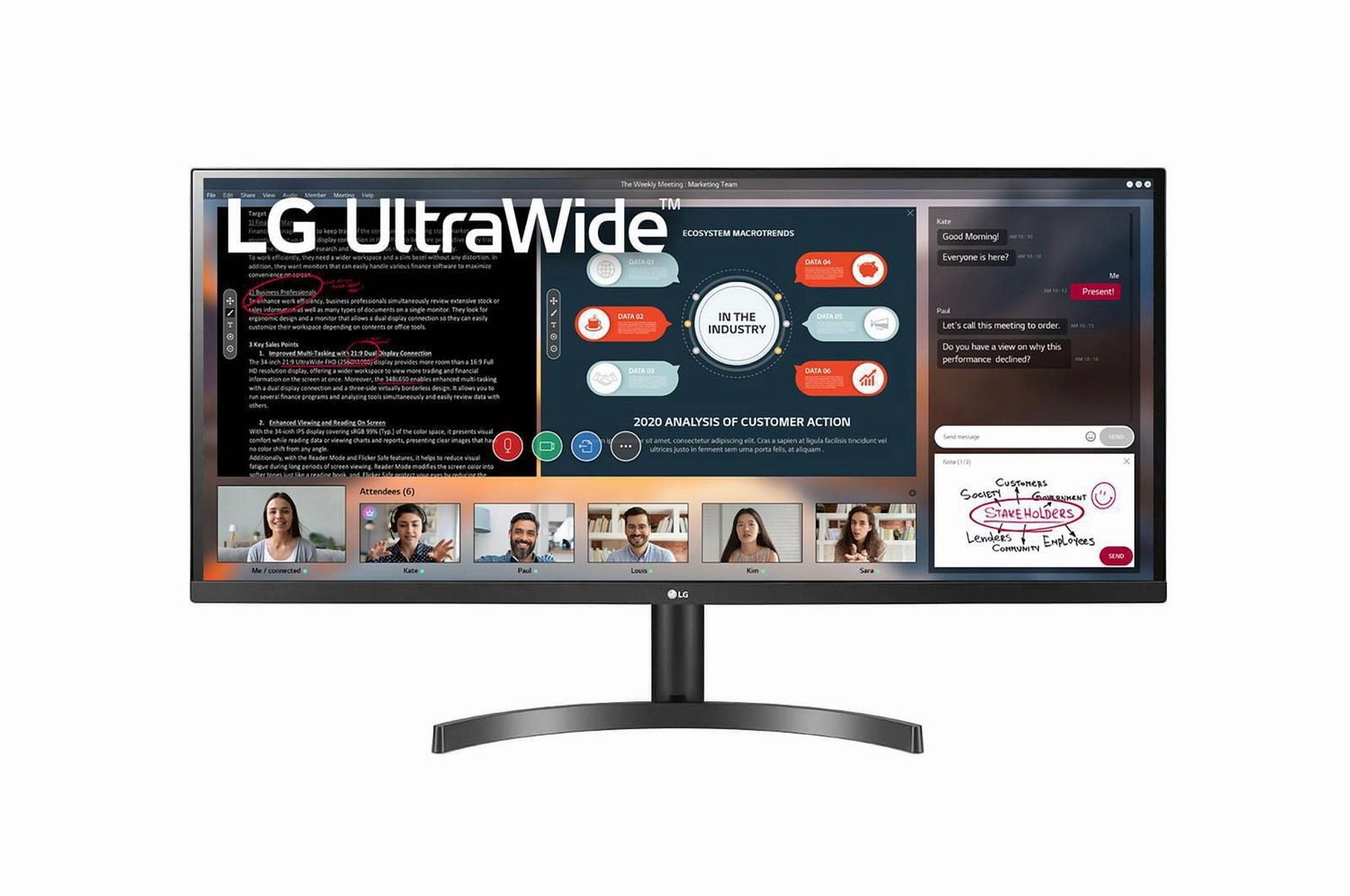 LG 34" Ultrawide UXGA 75Hz 5ms GTG IPS LED FreeSync Gaming Monitor - Black - (34WL500-B)