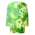 thumbnail image 4 of Diufon T-Shirts de la Saint-Patrick pour Femmes, Grande Taille, Imprimé Trèfle, Manches 3/4, Col Rond, 4 of 5