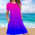 thumbnail image 2 of Weiqiqre Robes pour Femmes Été Décontractées à Manches Courtes Col Ras du Cou Robes T-Shirt Amples Évasées Mini avec Poches, 2 of 4