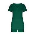 thumbnail image 3 of Cameland Ensemble 2 Pcs pour Femme, Col en V, Manches Courtes, Pyjama de Maison Confortable, Ensemble de Sport, 3 of 5