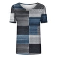 thumbnail image 4 of Pisexur Hauts pour Femmes, Hauts de Printemps pour Femmes 2025, Hauts pour Dames, T-shirt Imprimé Décontracté et Tendance pour Femmes avec Col Rond et Manches Courtes Bleu Marine, 3TG, 4 of 5