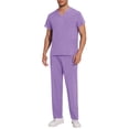 thumbnail image 1 of Pounoo Mens Scrub Sets Short Sleeve V Neck Multiple Pockets Medical Work Hospital Clinic Comfortable Uniforms Sets Scrubs Gift, 1 of 7
