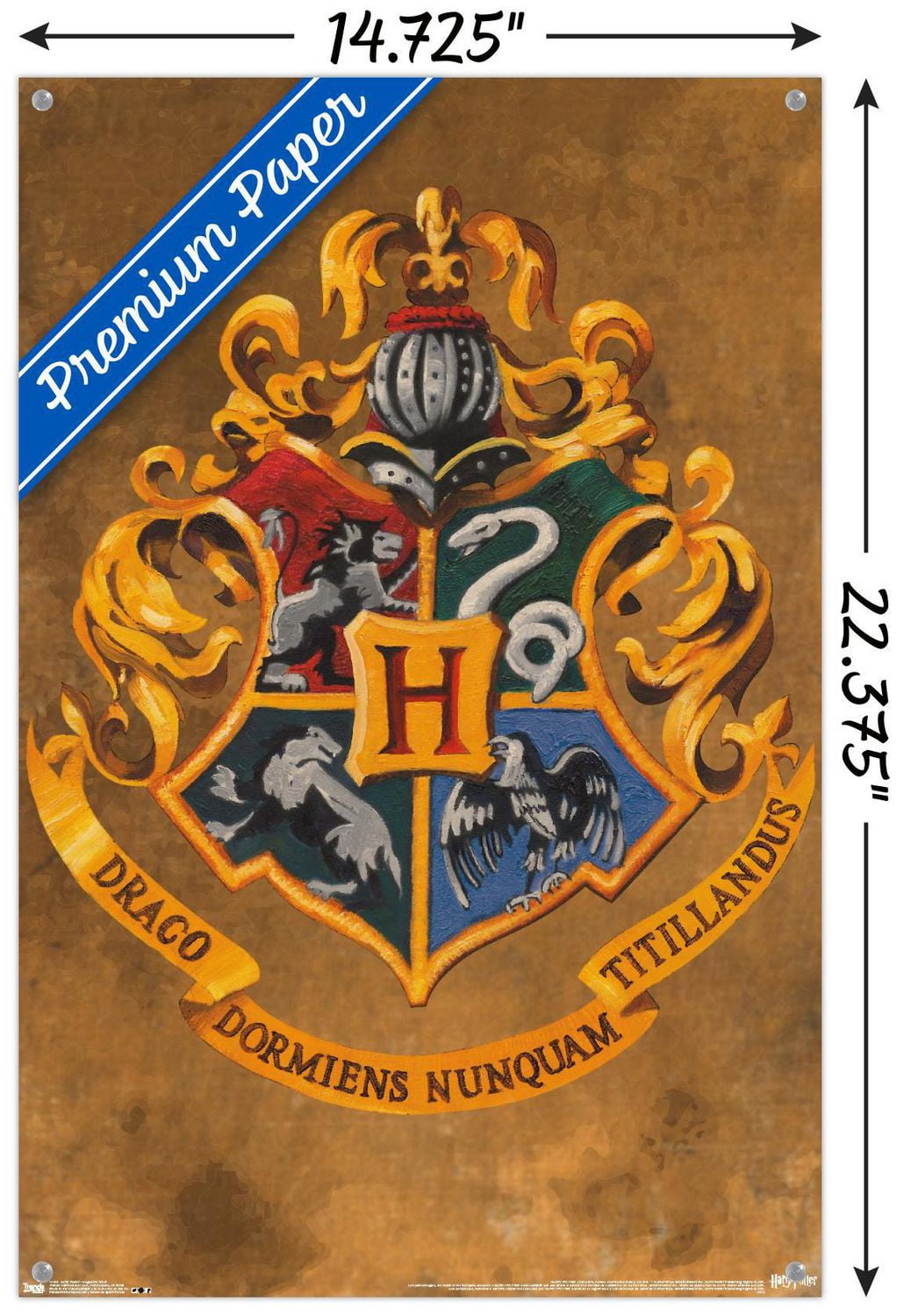 The Wizarding World: Harry Potter - Hogwarts Crest Wall Poster, 22.375" x 34" Framed