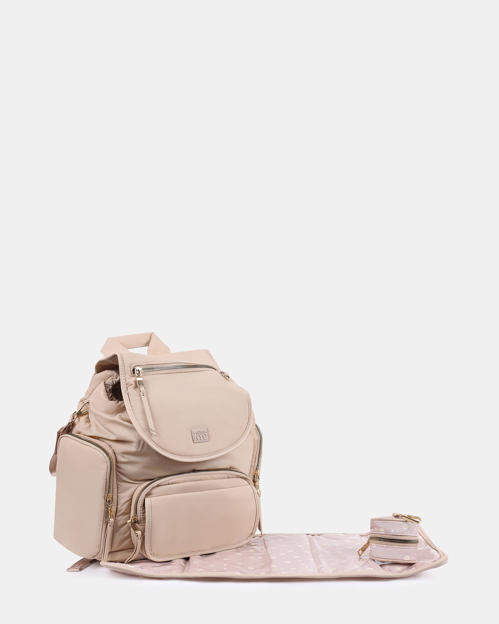 Madden NYC Backpack Baby Diaper Bag with Side Pockets for Baby Bottles, Pocket for Phone, Changing Pad, Front Pocket for Baby Wipes, Pacifier pouch.