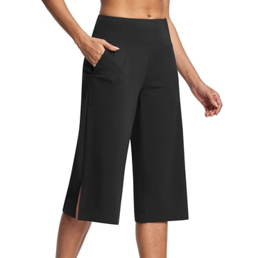 Summer Savings Clearance!Staron Womens Capris Pants Loose Elastic Waist Wide Leg Lounge Pants Flowy Straight Pants Casual Palazzo Trousers with Pockets