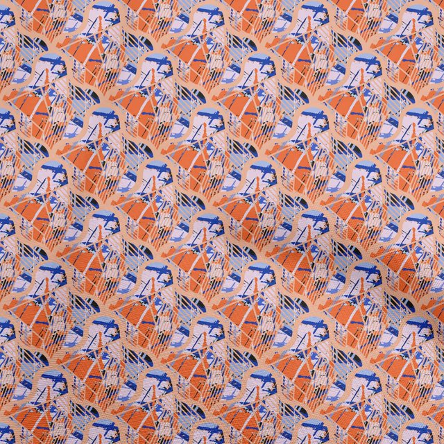 oneOone Rayon Orange Fabric Abstracts Sewing Material Print Fabric By The Yard 56 Inch Wide