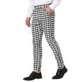 thumbnail image 4 of INSPIRE CHIC Men's Casual Geometric Printed Color Block Flat Front Dress Pants 38 Black White, 4 of 7