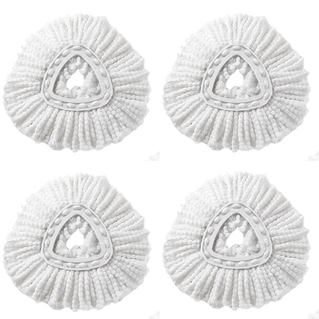 4-pack of white triangular microfiber mop refills compatible with the Vileda Easywring Spin Mop & Bucket System. Designed for wet and dry cleaning, these mop heads effectively clean hardwood, tile, laminate, and other hard surfaces. The triangular shape ensures efficient corner cleaning. Washable, reusable, and suitable as a dust mop or mop head replacement.