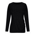 thumbnail image 4 of Timegard Hauts pour Femmes Col Ras du Cou Manches Longues Boutonné Couleur Unie Blouse Confortable Automne Chic Décontracté Tunique Hauts, 4 of 6