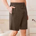 thumbnail image 3 of yoeyez Mens Athletic Shorts 7 Inch Inseam,Men's Solid Color Elastic Waist Button Shorts Casual Beach Shorts Summer Shorts Breathable Daily Basic Pants With Pockets Brown,S, 3 of 6
