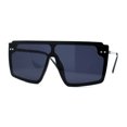 thumbnail image 3 of Retro Flat Top Shield Oversize Half Rim Rimless Sunglasses All Black, 3 of 4