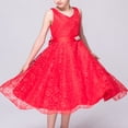 thumbnail image 2 of PMVFHDE Liquidation Robe de Fête Robe pour Enfants Grande Robe Sans Manches en Dentelle pour Enfants Robe de Mariage pour Filles Robe de Demoiselle d'Honneur, Rouge, 9-10 Ans, 2 of 6