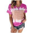 thumbnail image 2 of Pxiakgy T-Shirts pour Femmes Printemps Été Décontracté Col Rond Manches Courtes Imprimé Grande Taille Haut T-Shirts Femmes Rose Vif + L, 2 of 7