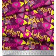 thumbnail image 2 of Soimoi Pink Cotton Cambric Fabric Text,Heart & Triangle Geometric Print Fabric by Yard 56 Inch Wide, 2 of 3