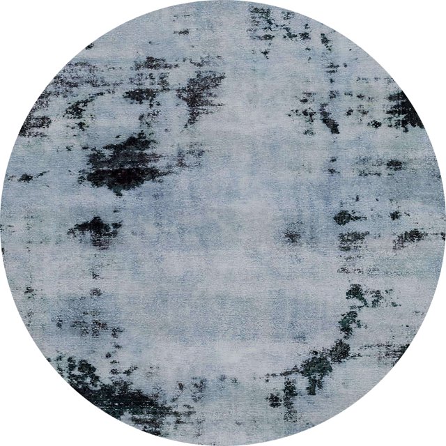 Ahgly Company Tapis d'Intérieur Ronds Abstraits Bleu Gris, Tapis de Zone Abstraits, 3 Pieds Rond