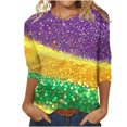 thumbnail image 1 of Penkiiy Blouse de Carnaval Manches 3/4 Chemise de Printemps Tee Quotidien Imprimé Masque Blouse Mardi Gras Col Rond 2024 Tee Tunique Habillée m Multicolore, 1 of 5