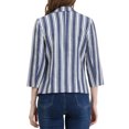 thumbnail image 3 of INSPIRE CHIC Blazer à Rayures pour Femme Manches 3/4 Décontracté Ouvert à l'Avant Revers Cranté Blazer S Bleu Blanc, 3 of 8