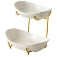 thumbnail image 1 of Siruishop Ceramic Fruit Bowl for Kitchen Counter Fruit Display Stand for Kitchen Snack Gold 2 Layer, 1 of 8