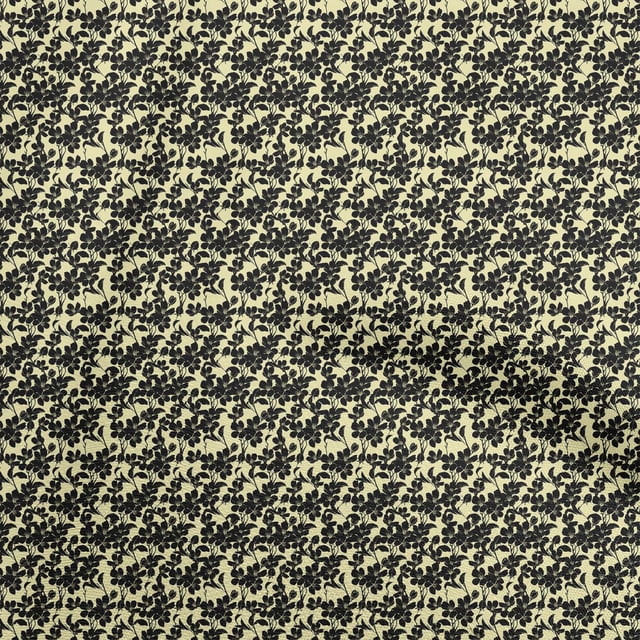 oneOone Rayon Black Fabric Floral Sewing Craft Projects Fabric Prints By Yard 56 Inch Wide