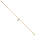 thumbnail image 2 of 14k Two Tone Gold Circle Heart 9 Inch Plus 1 Anklet Ankle Bracelet Love Puffed, 2 of 11