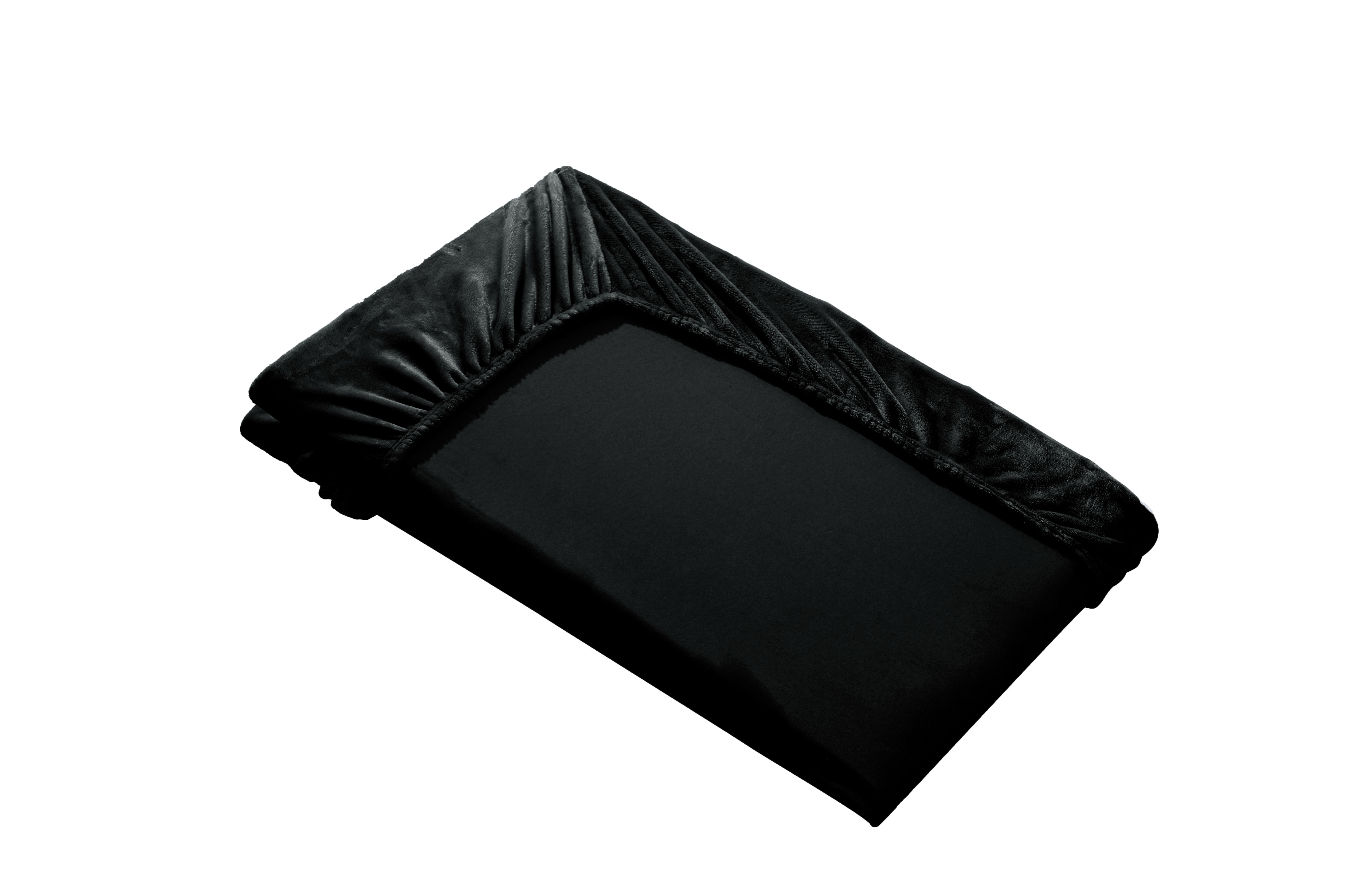 Swift Home Drap-housse de luxe 1 pièce en flanelle peluche, ultra-doux, poche profonde, chaleur toutes saisons, grand lit (Queen), Noir