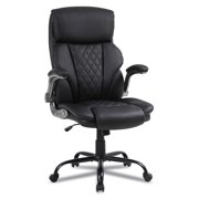 Office Chair, Adjustable Swivel Chair with PU Leather, High-Back Lumbar Support, Flip-Up Armrests for Home, Office - GD-9335