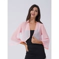 thumbnail image 3 of TTAO Boléro Châle en Mousseline Douce Transparente à Manches 3/4 pour Femmes, Veste Cardigan Ouverte à l'Avant pour Robe de Soirée de Mariage, Rose, TTG, 3 of 7