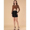 thumbnail image 3 of INSPIRE CHIC Women's Twist Long Sleeve Cut Out Front Glitter Cross Crop Tops, 3 of 6