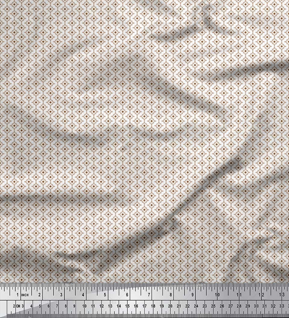 Soimoi Crepe Silk Fabric Dot & Floral Small Printed Fabric 1 Yard 42 Inch Wide