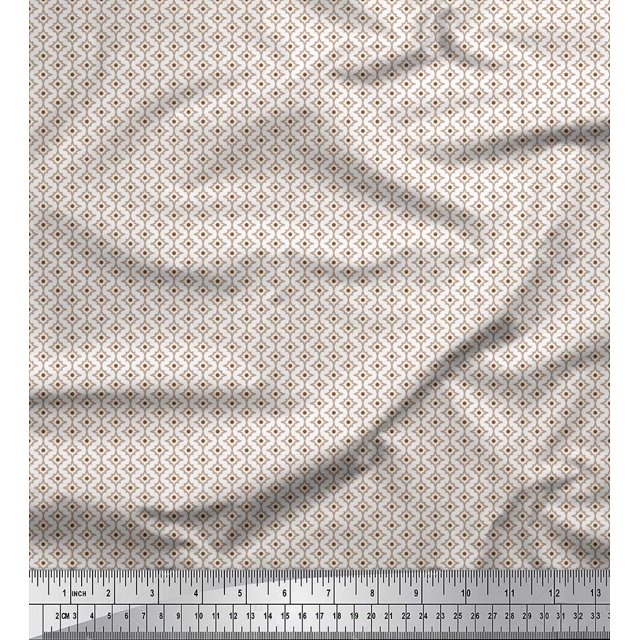 Soimoi Georgette Viscose Fabric Dot & Floral Small Printed Fabric 1 Yard 42 Inch Wide