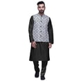 thumbnail image 1 of Atasi Solid Kurta Pajama & Printed Nehru Jacket Set For Mens Party Wear, 1 of 3