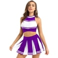 thumbnail image 2 of Oyolan Ensemble d'Uniforme de Cheerleader Sans Manches pour Femmes Adultes Jupe Plissée Mini Violette S, 2 of 4
